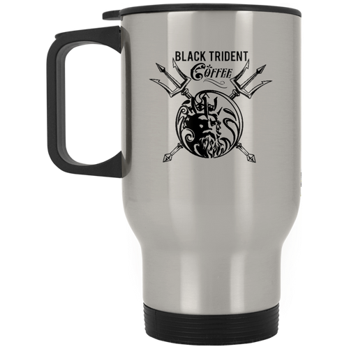 Black Trident Coffee Silver Stainless Travel Mug