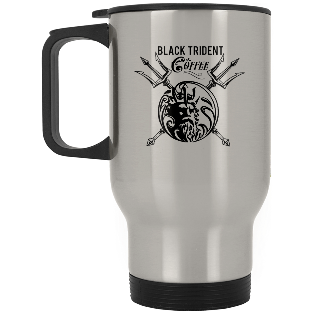 Black Trident Coffee Silver Stainless Travel Mug